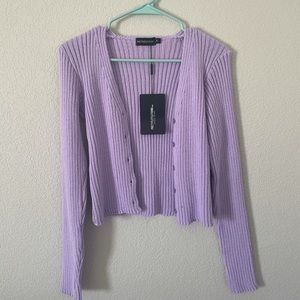 Pretty Little Thing Spring Bright Purple Cropped Cardigan